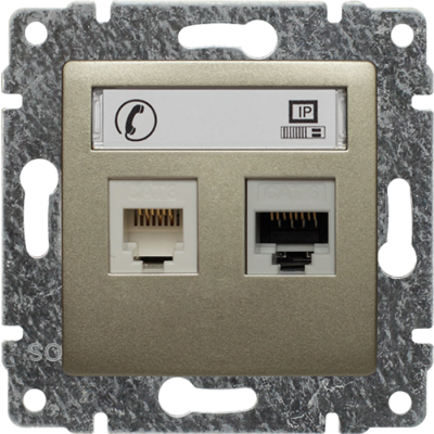 VENA:SATYNA GN.TELEFONICZNO-KOMPUTEROWE,RJ45,KAT 5E,NIEEKRAN.Z PRZESŁ.+RJ11,B/RAMKI (515069)