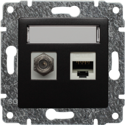 VENA ; Gniazdo TV typu F + RJ45 kat. 5e, ANTRACYT (516170)