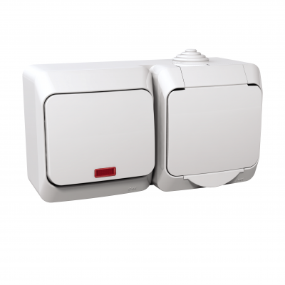Cedar Plus zestaw łącznik+gniazdo z podświetleniem IP44 biały WDE000581 SCHNEIDER (WDE000581)