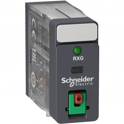 Zelio Relay Przekaźnik interfejsowy z przyciskiem test oraz LED 48V AC 5A 2 styki C/O RXG22E7 SCHNEIDER (RXG22E7)