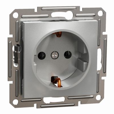 Asfora gniazdo pojedyncze z uziemieniem SCHUKO bez ramki aluminium EPH2900161 SCHNEIDER (EPH2900161)