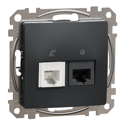 Sedna Design & Elements Gniazdo komputerowe-telefoniczne kat. 6 UTP czarny antracyt SDD114468 SCHNEIDER (SDD114468)