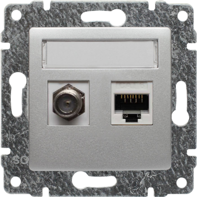 VENA ; Gniazdo TV typu F + RJ45 kat. 5e, ALUMINIUM (514070)