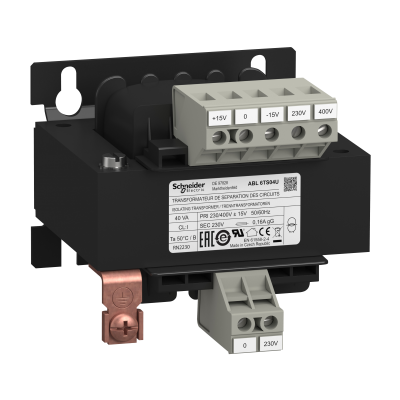 Phaseo separacyjny transformator napięcia wejście 230-400 V wyjście 1 x 230 V 40 VA ABL6TS04U SCHNEIDER (ABL6TS04U)