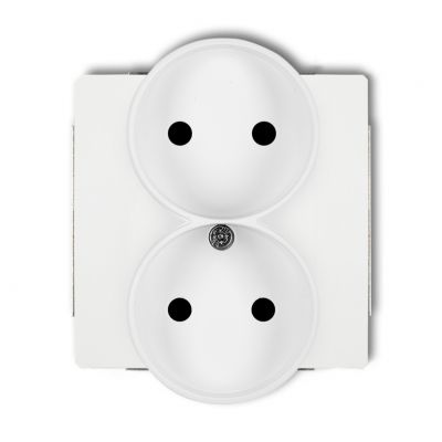 KARLIK DECO Gniazdo podwójne do ramki z uziemieniem 2x(2P+Z) (przesłony torów prądowych) biały mat 25DGPR-2zp (25DGPR-2zp)