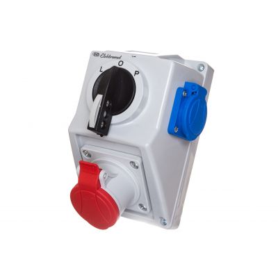 Zestaw C16-48.1 Zmiana kierunku obrotów L-0-P Gniazdo 3P+Z, 1 x 2P+Z IP-54; przystosowane do zamknię ELEKTROMET (971613)