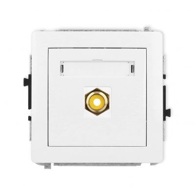 KARLIK DECO Gniazdo pojedyncze RCA (typu cinch - żółty, pozłacany) biały mat 25DGRCA-1 (25DGRCA-1)