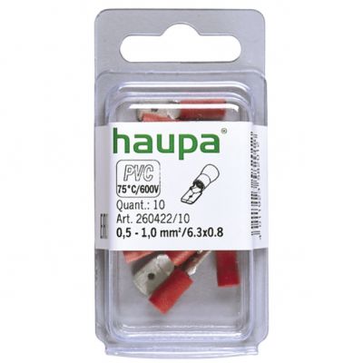 Wsuwka  izol.  0,5-1,0/6,3x0,8 PVC czerwona 260422/10 HAUPA (260422/10)