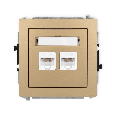 KARLIK DECO Gniazdo podwójne komputerowe 2xRJ45, kat. 5e, 8-stykowy złoty metalik 8DGK-2 (8DGK-2)