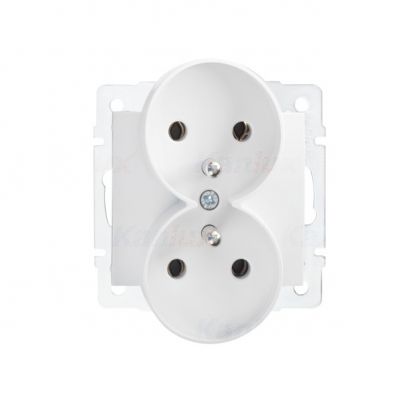 LOGI Gniazdo podwójne z uziemieniem śrubowy Biały 16A 250V 021253102 25092 KANLUX (25092)