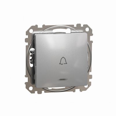 Sedna Design & Elements Przycisk zwierny zwierny /dzwonek/ z podświetleniem srebrne aluminium SDD113131L SCHNEIDER (SDD113131L)
