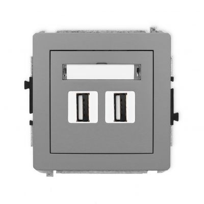 KARLIK DECO Gniazdo podwójne 2xUSB A-A 2.0 szary mat 27DGUSB-2 (27DGUSB-2)
