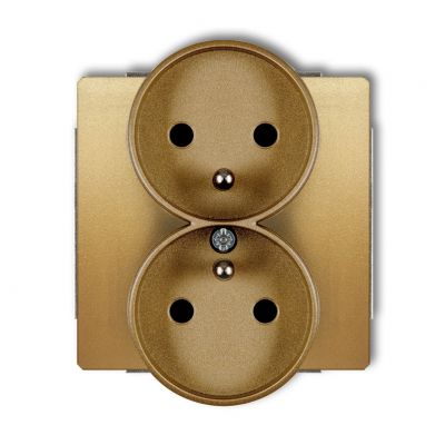 KARLIK DECO Gniazdo podwójne do ramki z uziemieniem 2x(2P+Z) (przesłony torów prądowych) złoty 29DGPR-2zp (29DGPR-2zp)
