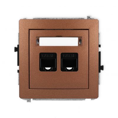 KARLIK DECO Gniazdo podwójne komputerowe 2xRJ45, kat. 5e, 8-stykowy brązowy metalik 9DGK-2 (9DGK-2)