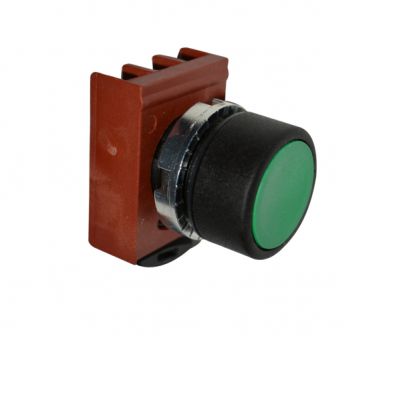 P9MPNVG  - przycisk płaski, metal okrągły, z ramką mont. zielony (184002)