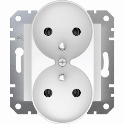 Asfora gniazdo podwójne z uziemieniem do ramki biały EPH9810221 SCHNEIDER (EPH9810221)