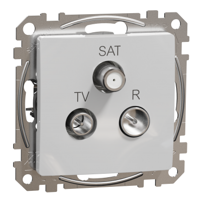 Sedna Design & Elements Gniazdo antenowe R-TV-SAT przelotowe 7dB srebrne aluminium SDD113484 SCHNEIDER (SDD113484)