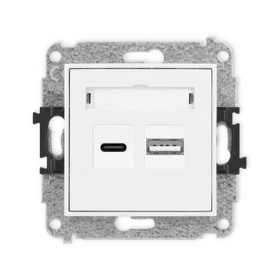 KARLIK ICON Ładowarka USB podwójna USB C + USB A, 20W max. biały mat 25ICUSB-8 (25ICUSB-8)