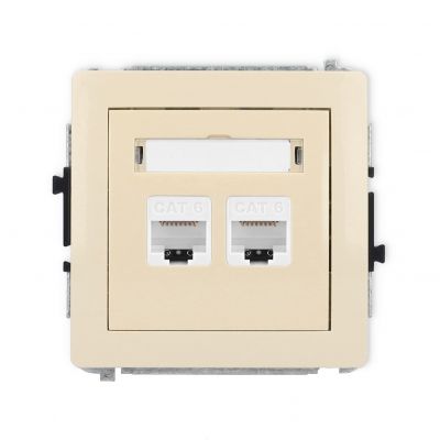 KARLIK DECO Gniazdo podwójne komputerowe 2xRJ45, kat. 6, 8-stykowy beżowy 1DGK-4 (1DGK-4)