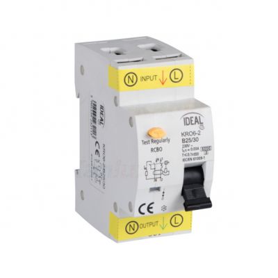 Wyłącznik różnicowonadprądowy 1P+N B25A 30mA typ AC 23211 KRO6-2/B25/30 KANLUX (23211)