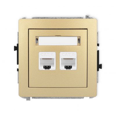 KARLIK DECO Gniazdo podwójne komputerowe 2xRJ45, kat. 6, 8-stykowy złoty 29DGK-4 (29DGK-4)