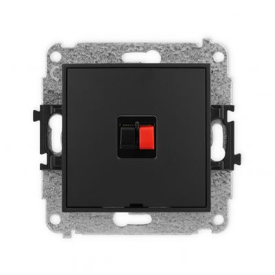 KARLIK MINI Gniazdo podwójne głośnikowe pojedynczego, bez pola opisowego czarny mat 12MGGBO-1 (12MGGBO-1)