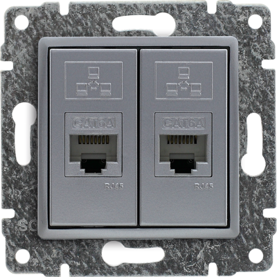 VENA:ALUMINIUM GN.KOMP.PODW.2XRJ45,KAT 5E,NIEEKRANOWANE,B/RAMKI,Z PRZESŁ (514067)