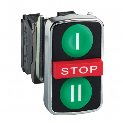 Harmony XB4 Przycisk potrójny zielony/STOP/zielony metalowy I / STOP / II XB4BA731327 SCHNEIDER (XB4BA731327)