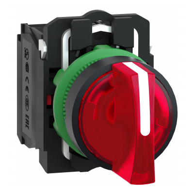 Harmony XB5 Przełącznik 3 położeniowy czerwony LED 230/240V piórko krótkie plastikowy stabilny XB5AK134M5 SCHNEIDER (XB5AK134M5)