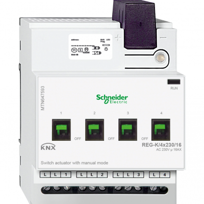 KNX aktor załączający REG-K 4x 230 V 16 A jasnoszary z uruchomieniem ręcznym MTN647593 SCHNEIDER (MTN647593)
