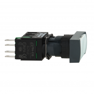 Harmony XB6 Kompletny przycisk Biały Płaski 1Z Prostokątny Faston 16mm Plastikowy XB6DA11B SCHNEIDER (XB6DA11B)