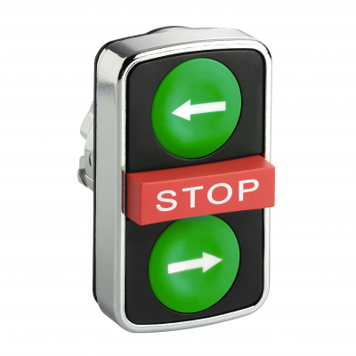 Harmony XB4 Przycisk potrójny zielony/STOP/zielony z samopowrotem metalowy lewo/STOP/prawo ZB4BA73133 SCHNEIDER (ZB4BA73133)