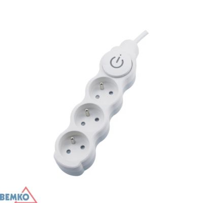 Przedłużacz prądowy 3m 3xGN (2P+Z) 3x1mm2 z wyłącznikiem B04-NA3GW3M BEMKO BEMKO (S-B04-NA3GW3M)