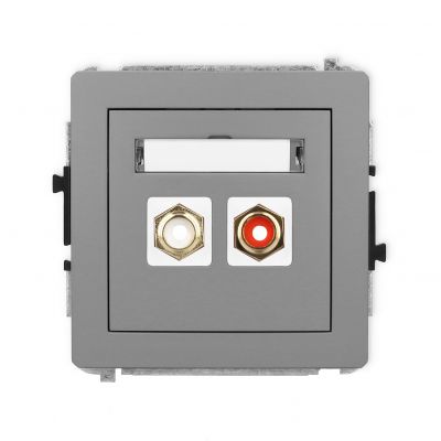 KARLIK DECO Gniazdo podwójne RCA (typu cinch - biały i czerwony, pozłacany) szary mat 27DGRCA-2 (27DGRCA-2)