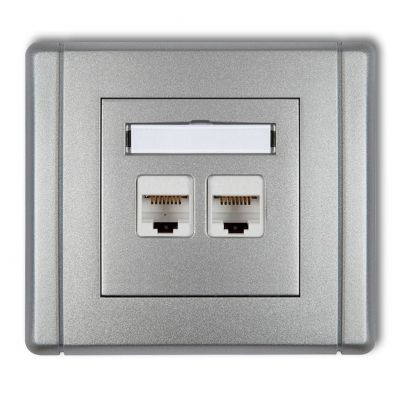 KARLIK FLEXI Gniazdo komputerowe podwójne 2xRJ45, kat. 6, 8-stykowe srebrny metalik 7FGK-4 (7FGK-4)
