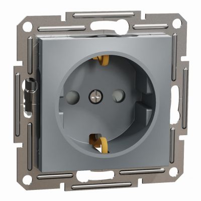 Asfora gniazdo pojedyncze z uziemieniem SCHUKO z przesłonami stal EPH2900262 SCHNEIDER (EPH2900262)