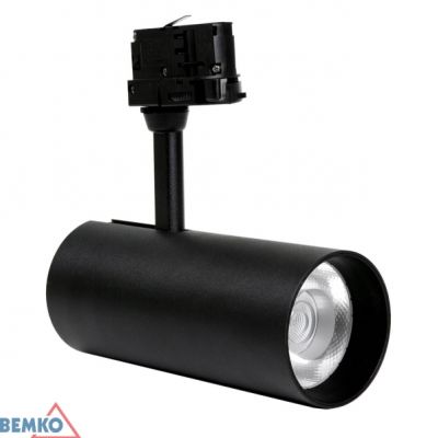 SPOT COB VERKO CZARNY 3-FAZOWY 30W 3000K 2400LM 36° BEMKO (C40-VRK-3F-030BL-3K)