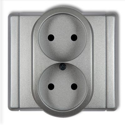 KARLIK FLEXI Gniazdo podwójne bez uziemienia 2x2P (przesłony torów prądowych) srebrny metalik 7FGP-2p (7FGP-2p)