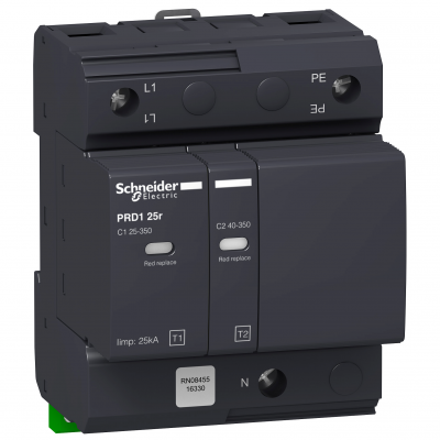 Ogranicznik przepięć Acti9 PRD125r-T12-1N 1P+N Typ1+Typ2 25 kA ze stykiem 16330 SCHNEIDER (16330)