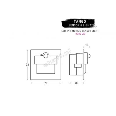 Oprawa schodowa LED Tango LED PIR 120 Motion Sensor Light 2,4W 230V AC 3000K barwa ciepła IP20 biały mat  SKOFF (MM-TAN-C-H-1-ML-ML-01)