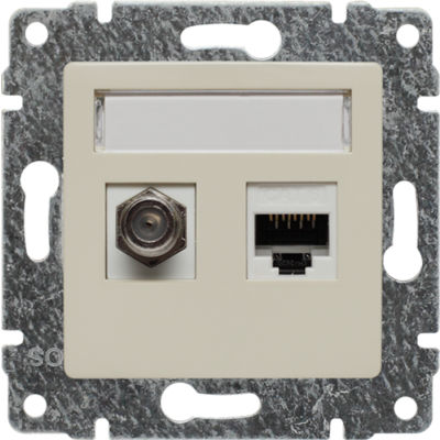 VENA ; Gniazdo TV typu F + RJ45 kat. 5e, KREM (510370)