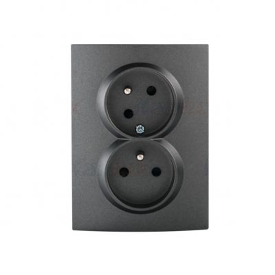 LOGI 02-1255-141 gr Gniazdo zasilające podwójne francuskie z zachowaniem fazy, kompletne, ochrona st KANLUX (27242)