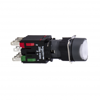 Harmony XB6 Przycisk Podświetlany Biały Płaski 1Z + 1R 12-24V AC/DC 16mm Plastik XB6AW1B5B SCHNEIDER (XB6AW1B5B)