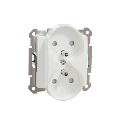 Sedna Design & Element Gniazdo podwójne z uziemieniem i przesłonami (do ramek Design) białe SDD111275 SCHNEIDER (SDD111275)