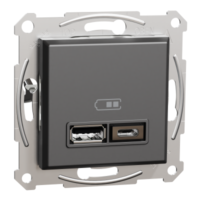 Asfora ładowarka USB typu A+C 2,4A bez ramki antracyt EPH2700371 SCHNEIDER (EPH2700371)