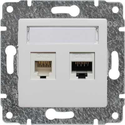 VENA:BIAŁY GN.TELEFONICZNO-KOMPUTEROWE,RJ45,KAT 5E,NIEEKRAN.Z PRZESŁ.+RJ11,B/RAMKI (510469)