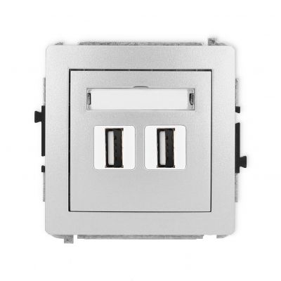KARLIK DECO Gniazdo podwójne 2xUSB A-A 2.0 srebrny metalik 7DGUSB-2 (7DGUSB-2)