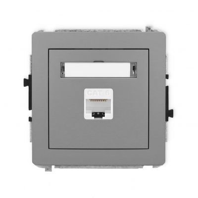 KARLIK DECO Gniazdo pojedyncze komputerowe 1xRJ45, kat. 6, 8-stykowy szary mat 27DGK-3 (27DGK-3)