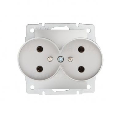 LOGI Gniazdo podwójne z uziemieniem śrubowy Srebrny 16A 250V 021253143 25210 KANLUX (25210)