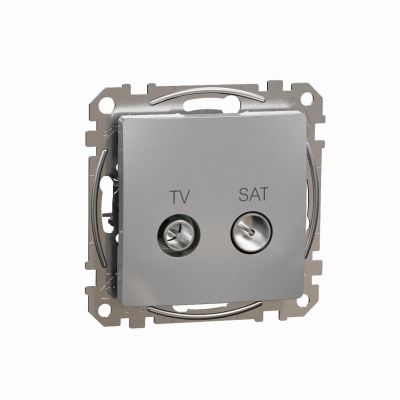 Sedna Design & Elements Gniazdo antenowe TV-SAT przelotowe 10dB srebrne aluminium SDD113478S SCHNEIDER (SDD113478S)